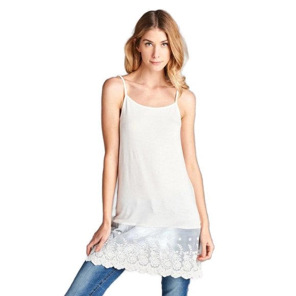 Oddi Tops - Oddi Sleeveless Lace Extender, Off White